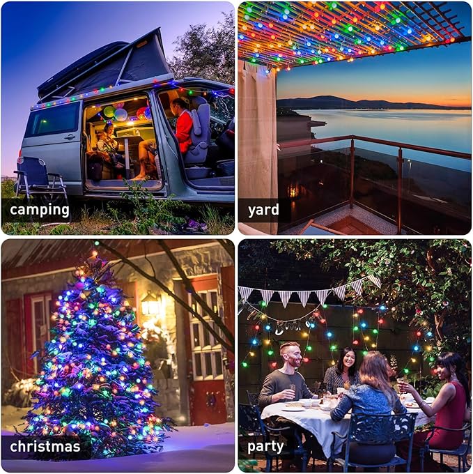 Christmas String Lights, 33ft 100 LED Waterproof Twinkle Lights
