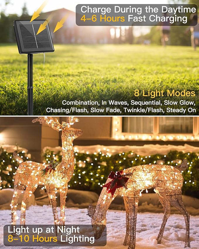 6-Pack Christmas String Lights, 198ft 600 LED Waterproof Twinkle Lights