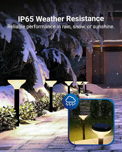 Sunco 6 Pack Round Solar Pathway Lights Outdoor, Super Bright 120 LM, 2CCT 2700K/4000K, Dimmable Path Lights for Garden, Backyard, Walkway, Driveway