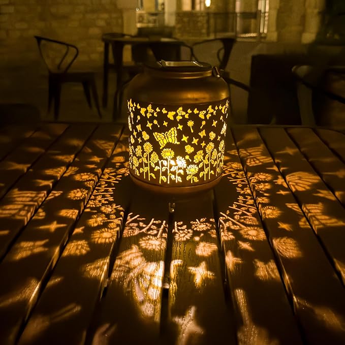 Solar Lanterns Outdoor Waterproof, Butterfly Gifts for Women, Solar Lights for Backyard Porch Patio Table Yard Balcony Lawn Pathway
