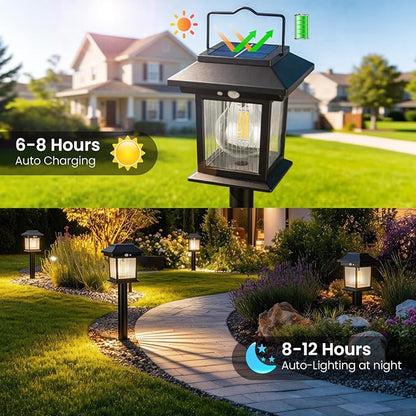 Solar Pathway Lights Outdoor, 6 Pack Bright Solar Lights Outdoor, 3 Auto Modes On/Off, IP65 Waterproof Solar Garden Lights Powered Landscape Lighting for Yard Pathway Landscape Path Patio Camp