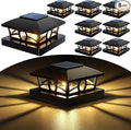 8-Pack Warm White Solar Yard Post Lights, Outdoor LED Caps