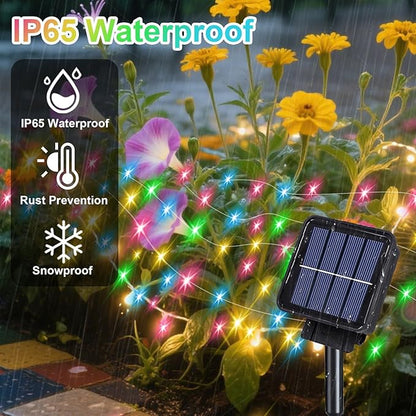 ZNYCYE Solar Waterfall Fairy Bunch Lights Outdoor Waterproof 200LEDs 8 Modes Watering Can Light, Multi-Colored Solar Powered String Lights Firefly Vine Christmas Tree Garden Decorations Gifts for Mom