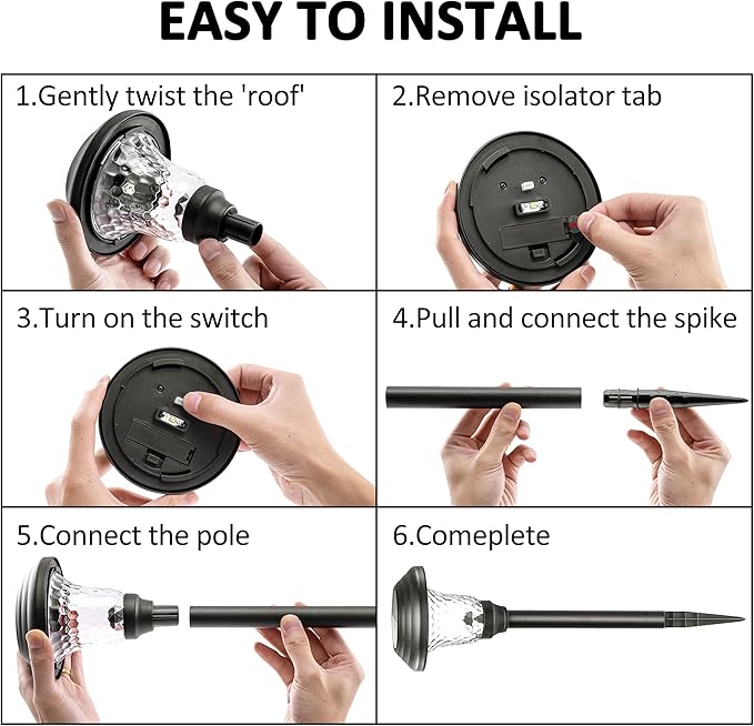 8-Pack Solar Landscape Lights for Driveway