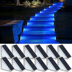 12-Pack Blue Solar Stair Lights, Outdoor LED