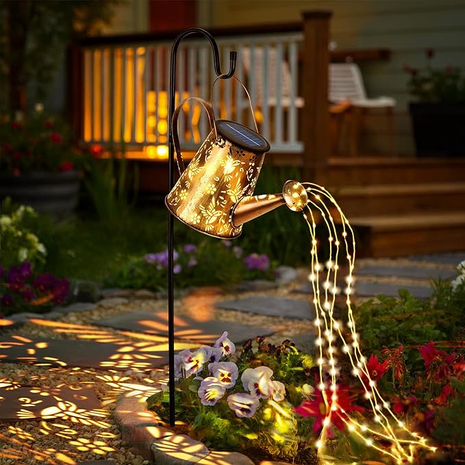 Solar Lights Outdoor Decor, Perfect Gardening Gift for Mom Women Grandma, Thoughtful Birthday Present, Hanging Lanterns Watering Can Lights for Garden, Yard, Porch, Patio Backyard Decoration