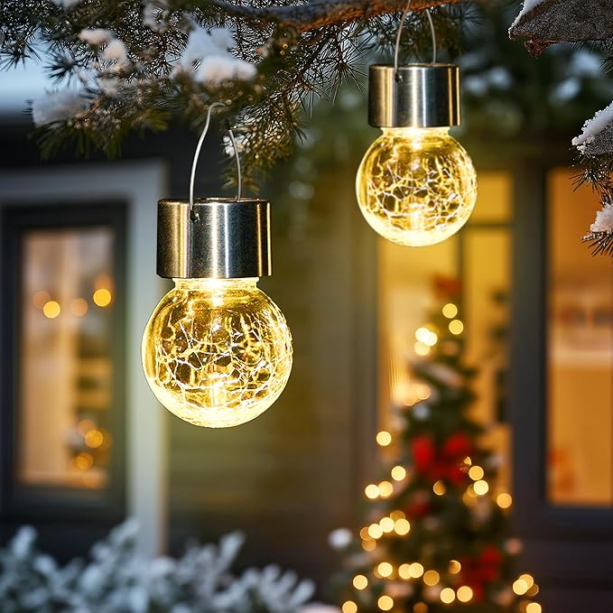 SOLPEX 12 Pack Hanging Solar Lights Outdoor,Solar Outdoor Lights Decorative, Solar Powered Waterproof Light, Hanging Globe Light for Garden, Yard, Patio, Lawn, Flower Bed(Warm White)