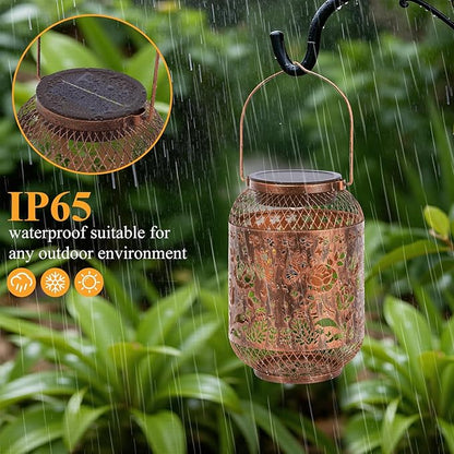Vaukki Solar Lantern Outdoor Waterproof, Butterfly Garden Decor Birthday Gifts for Women Friendship Mom Grandma Sister, Metal Hanging Solar Lights for Outside, Patio, Yard, Backyard, Porch, Pathway