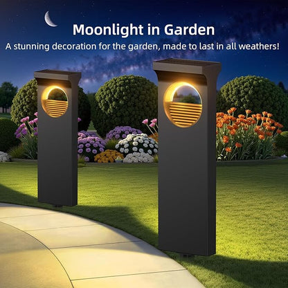 Modern Solar Pathway Lights Outdoor, 6 Pack Upgraded Moon Shaped Landscape Lights - Brighter & Waterproof Solar Powered Decor for Yard, Garden, Path, Walkway Outside Decoration