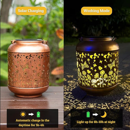 Solar Lanterns Outdoor Waterproof, Butterfly Gifts for Women, Solar Lights for Backyard Porch Patio Table Yard Balcony Lawn Pathway