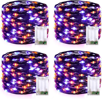 4-Pack Halloween LED String Lights, Waterproof Timer Lights