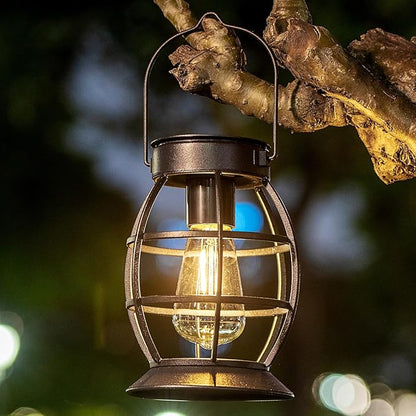 LeiDrail Solar Lantern Outdoor Hanging Waterproof Lights, Metal LED Lanterns Sun Powered Landscape Decor for Table Garden Yard Patio Pathway Porch 4 Pack