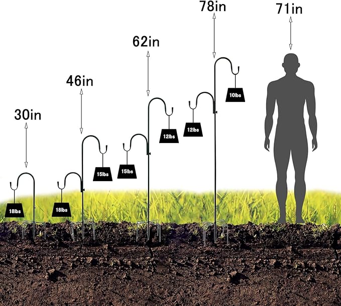 78" Shepherd's Hooks, Heavy-Duty Garden Stakes