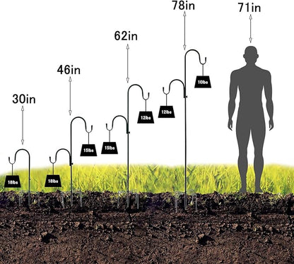 78" Shepherd's Hooks, Heavy-Duty Garden Stakes