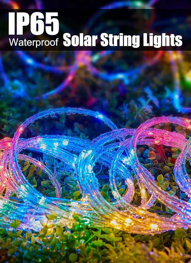 Brightown Solar Rope Lights, 2-Pack 39FT 100LED IP65 Waterproof Solar Outdoor Lights, Solar Powered Fairy Lights with 8 Lighting Modes for Party Garden Yard Home Holiday Tree Decoration, Multicolor