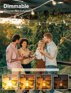 White Backyard String Lights, Weatherproof LED