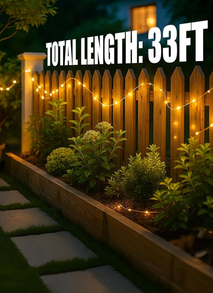 Minetom Solar Fairy String Lights, 2-Pack 66ft 200 LED Waterproof Outdoor Lights for Patio & Wedding, Warm White
