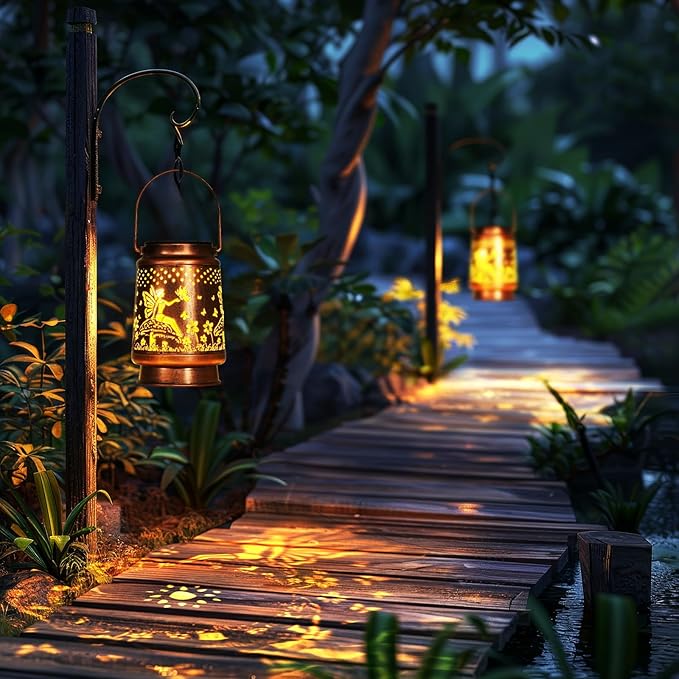 Homemory Solar Lanterns Outdoor Waterproof Fairy Lights Garden Decor, Birthday Gifts for Women Mom Grandma, LED Hanging Solar Lights for Yard, Patio, Backyard, Porch, Lawn