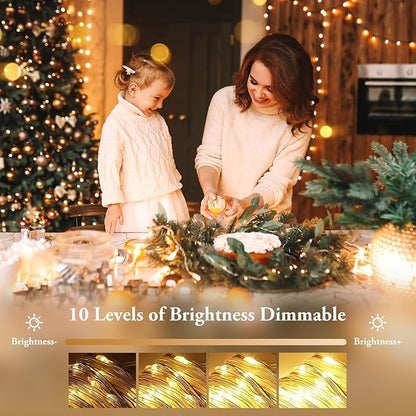 4 Pack 33FT 100 LED Fairy Lights Battery Operated with Timer & Remote, Waterproof Twinkle Lights Indoor Outdoor, 8 Modes Fairy String Lights for Bedroom Classroom DIY Wedding Decorations,Warm White