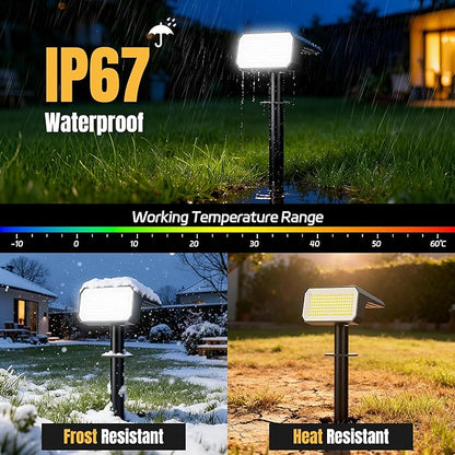 Solar Spot Lights Outdoor, [4 pack/118 LED] 4 Modes Auto On/Off Solar Landscape Spotlights, Ip67 Waterproof Solor Powered Pathway Lights for Outside Yard Garden Walkway Tree Patio (Cool White)