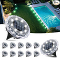 12-Pack In-Ground Solar Lights, Flat LED Walkway