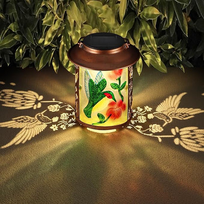 Hummingbird Solar Lanterns Outdoor Waterproof, Birthday Gifts for Women Mom Grandma , Metal Garden Decor Hanging Solar Lights Outside Decorative for Yard Patio Backyard Porch Decorations