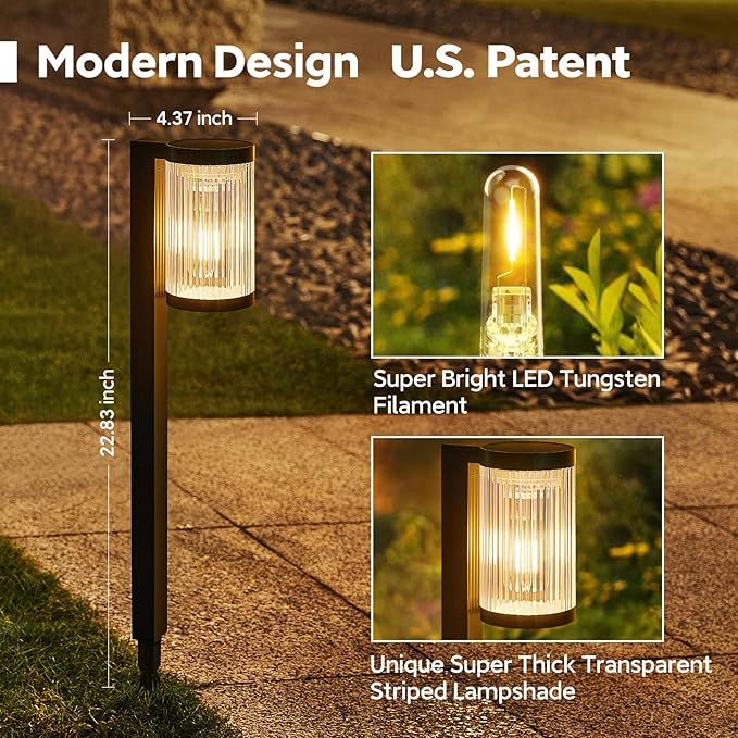 Solar Pathway Lights Outdoor, 6 Pack Upgraded Outdoor Solar Lights for Outside Super Bright Up to 12Hrs, IP65 Waterproof Solar Garden Lights for Yard Path Walkway Decor Landscape Lighting