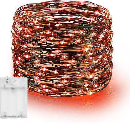 Dazzle Bright Halloween Fairy String Lights, 20 FT 60 LED Copper Wire Battery Operated Waterproof Lights, Halloween Decorations for Indoor Home Outdoor Garden Patio Yard Party Decor (Orange)