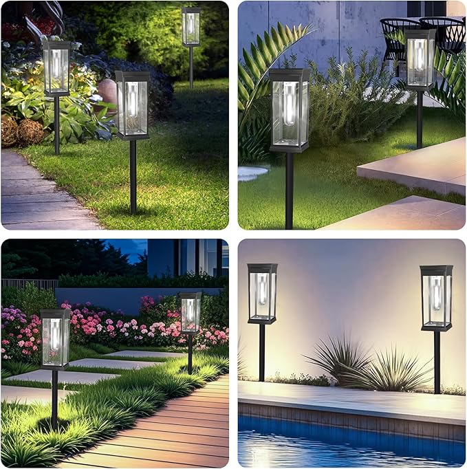 8 Pack Solar Pathway Lights Outdoor,IP65 Waterproof - Bright Solar Lights Outdoor,Auto On/Off Pathway Lights Solar Powered,Solar Path Lights for Walkway Driveway Garden (Cool White)