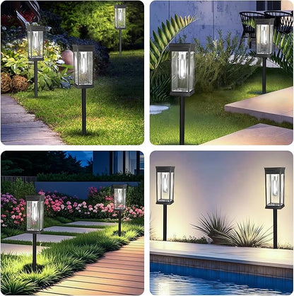 8 Pack Solar Pathway Lights Outdoor,IP65 Waterproof - Bright Solar Lights Outdoor,Auto On/Off Pathway Lights Solar Powered,Solar Path Lights for Walkway Driveway Garden (Cool White)