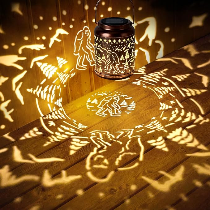 Bigfoot Gift Solar Lanterns Outdoor Waterproof - Metal Hanging Bigfoot Sasquatch Solar Light Graden Decor for Patio Yard Lawn Backyard Porch Landscape Pathway, Christmas Decoration Gift for Men Women