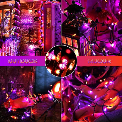 Tcamp Battery Operated Halloween Lights Motion Activated Sync with Music, 33FT 100 LED Orange Purple String Lights with Spooky Music for Outdoor Indoor Halloween Decor (6 Lighting Modes)