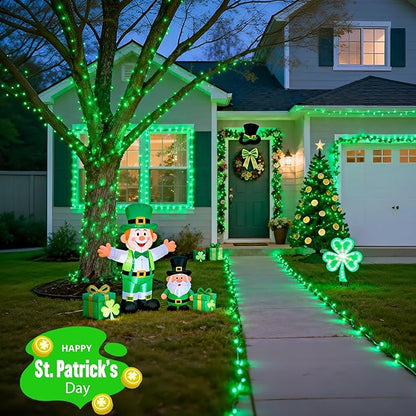 JMEXSUSS 2 Pack Green Christmas Lights for St Patrick, Each 33 FT 100 LED Green Battery Operated Lights, Battery Operated String Light Outdoor for Outside St Patrick Decoration Tree House Garden Decor