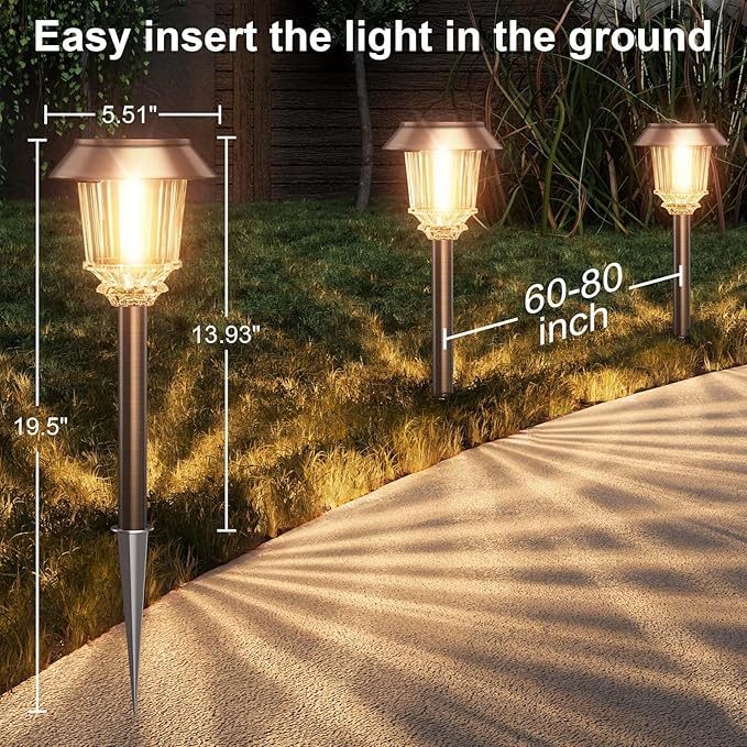 Warm White Solar Pathway Lights 4-Pack, Yard LED