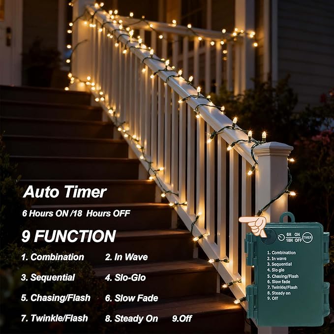 Christmas String Lights, 16ft 50 LED Waterproof Twinkle Lights
