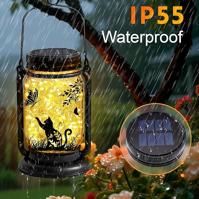 Solar Courtyard Lanterns 2-Pack, Yard Hanging LED Decor