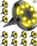 12-Pack Warm White In-Ground Solar Lights, Flat LED Garden