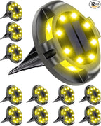 12-Pack Warm White In-Ground Solar Lights, Flat LED Garden