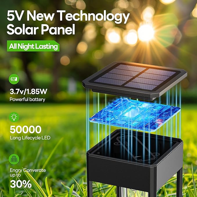 6-Pack Solar Pathway Lights, IP65 Waterproof LED Yard Lights