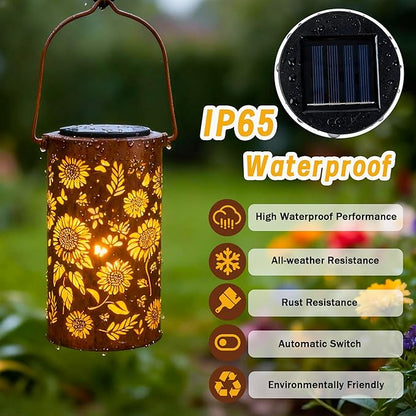 2Pack Sunflower Solar Lanterns Outdoor Waterproof, Birthday Gifts for Women Mom Grandma, Hanging Solar Lights for Yard, Patio, Porch, Garden Decor, Christmas Gifts for Her/Him