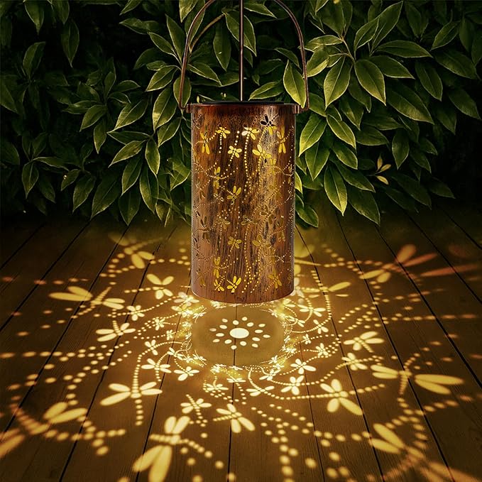 Dragonfly Solar Lantern, Chrismas Gifts for Women, Outdoor Waterproof LED Decorative Garden Lights for Lawn, Landscape, Patio, Porch Hanging Solar Lights for Ladies, Mom, Grandma