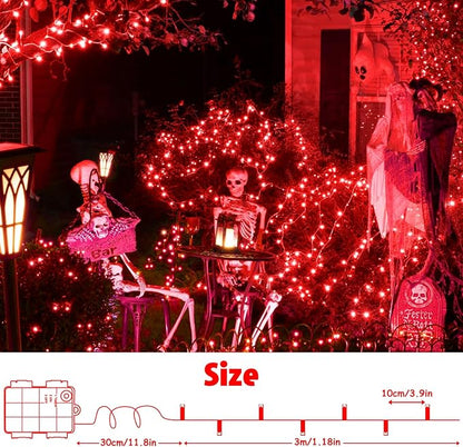 String Lights Outdoor Waterproof 9.8ft 30 LED, Red Fairy Lights Battery Operated with Timer Clear Wire for Indoor & Outdoor Christmas Vanlentines Decorations Garland Party Garden