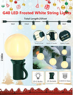 40 LED Christmas Twinkle Lights, 25ft Waterproof for Yard