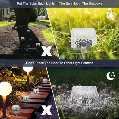Solar Brick Lights-Outdoor Solar Lights for Yard-Solar Brick Landscape Path Light 3 Pack LED Light Brick Garden Decor for Pathway Patio Walkway Backyard Decoration