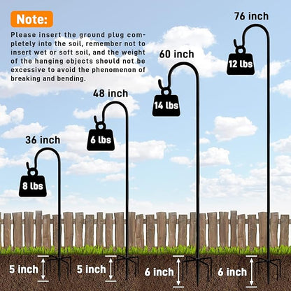 Heavy-Duty Shepherd's Hooks, 36" Garden