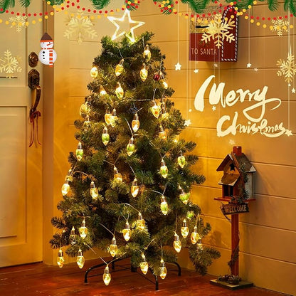 5ft Christmas LED String Lights, Waterproof Timer Lights