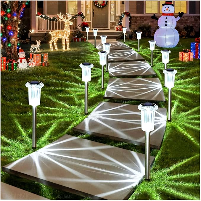 15-Pack Solar Pathway Lights, Waterproof LED Garden Lights