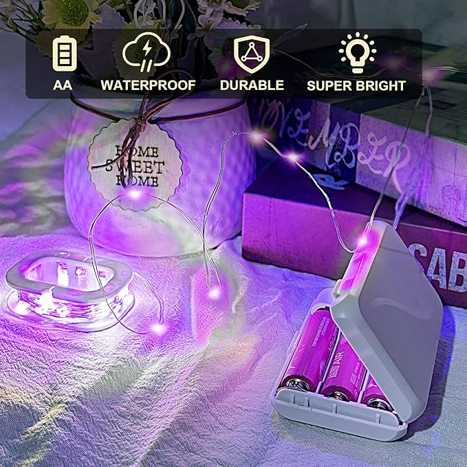 50 LED Christmas Twinkle Lights, 16ft Waterproof for Porch