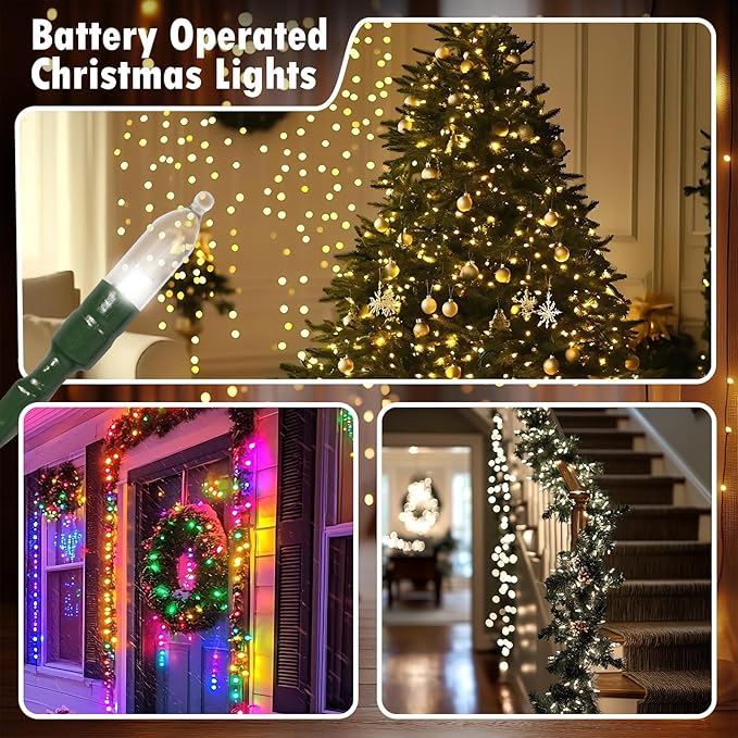 Christmas Fairy Lights 4-Pack, 18ft 50 LED Battery Twinkle Lights