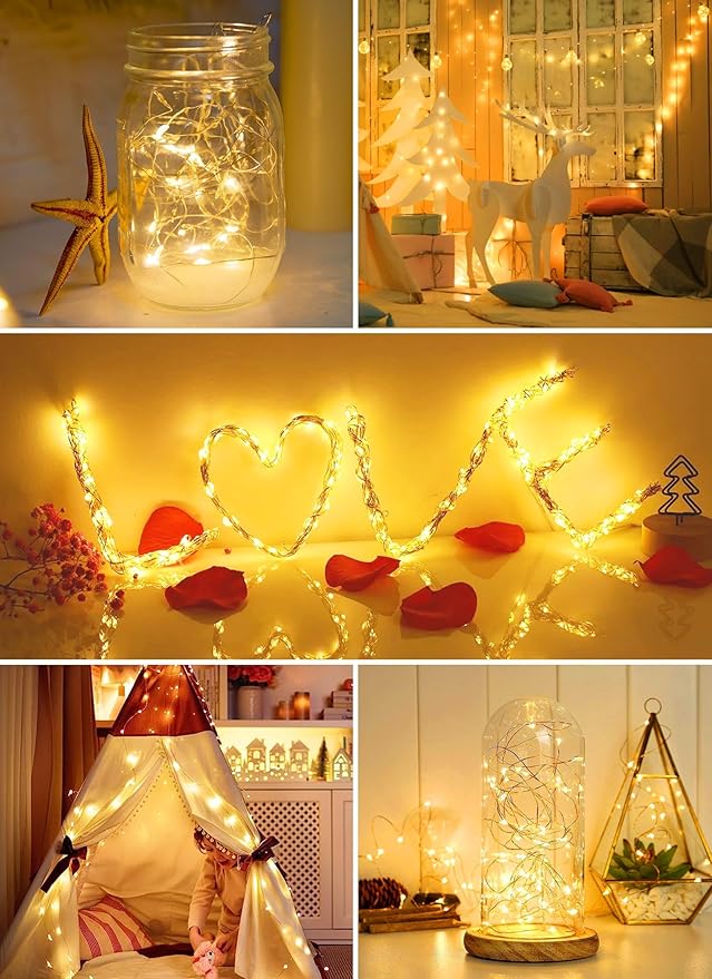 6-Pack Silver Yard String Lights, 7ft Weatherproof LED
